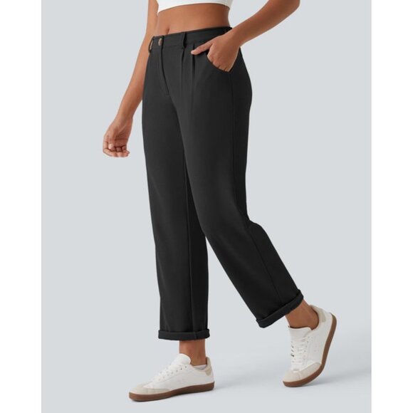 Halara Mid Rise Zipper Pocket Waffle Casual Pants Sz XL Womens Black - Picture 9 of 12